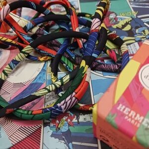 Hermes Twilly vintage 90's Spagetti Strings SET OF 2 SILK BLEND Made In LYON